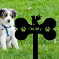 thumbnail image 1 of Personalized Dog Memorial Stake, Custom Name Bone-Shaped Pet Grave Marker with Angel Dog Silhouette, Weatherproof Outdoor Garden Yard Cemetery Decor, Black Metal Memorial Sign for Beloved Dogs, 1 of 9
