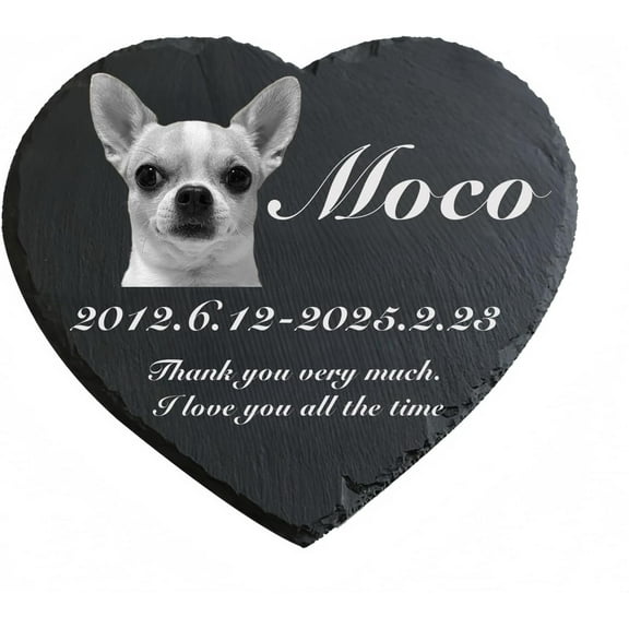 Personalized Dog Memorial Stone Custom Engraved Pet Headstone with Photo & Name Black Granite Grave Marker for Garden Home Decor Sympathy Gift for Loss of a Beloved Dog Cat