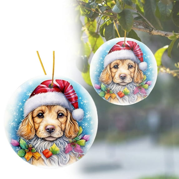Personalized Dog Ornament Pet Ornament for Christmas Tree 3 Round Ceramic Printed in USA Choose From 200 Breeds Dog Mom Dog Dad Xmas Decoration D/ Christmas Dog Pendant B