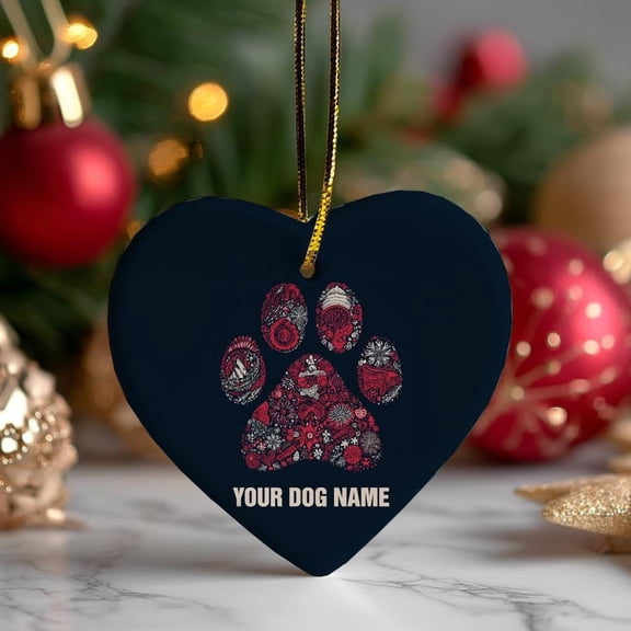 Personalized Dog Paw Ornament: Heart-Shaped Pet Memorial Keepsake