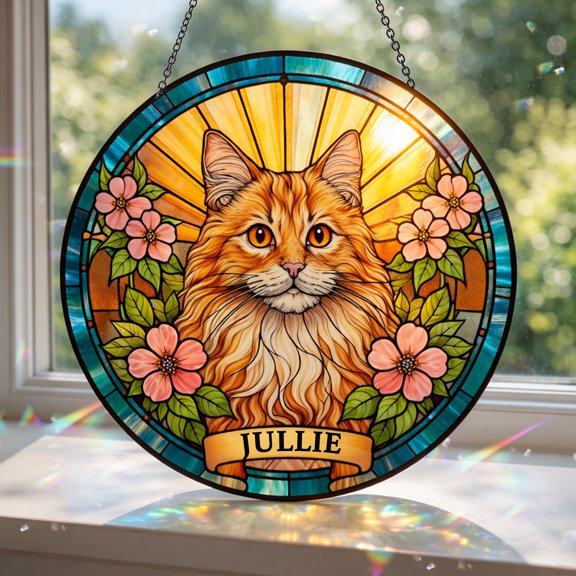 Personalized Dog Portrait Custom Pet Photo Stained Glass Suncatcher Window Hanging Pet Memorial Keepsake Dog Loss Gift