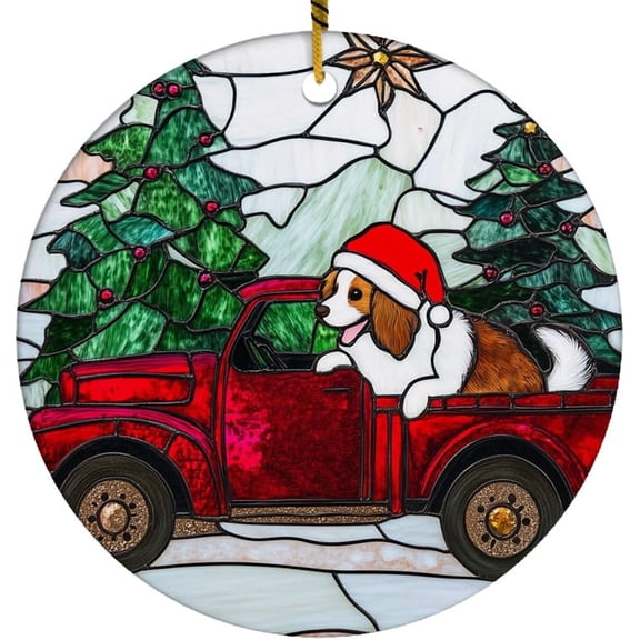 Personalized Dog Red Truck Car Ornaments, Dog Red Truck Car Xmas Gifts Ideas, Dog Red Truck Car Christmas Tree Ornament, Dog Red Truck Car Christmas Keepsake lyfE1I