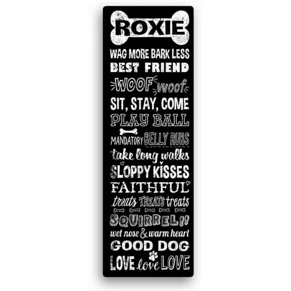 Personalized Dog Rules 6" x 18" Canvas, Black