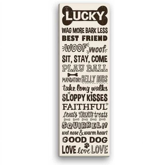 Personalized Dog Rules 6" x 18" Canvas, Cream
