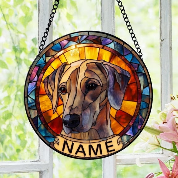 Personalized Dog Suncatcher, Custom Pet Memorial Gift, Stained Glass Style Dog Portrait, Rainbow Bridge Window Art, Loss of Dog Keepsake