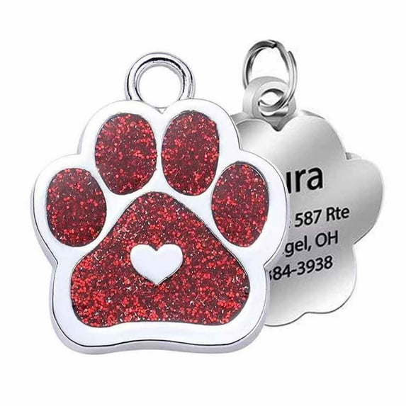 Personalized Dog Tag Custom Engraving of Content for Your Pet's Name and Information Cute Paw Shaped Pet Id Tag Dog Footprint Silver