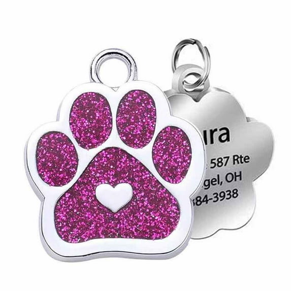Personalized Dog Tag Custom Engraving of Content for Your Pet's Name and Information Cute Paw Shaped Pet Id Tag Dog Footprint Silver