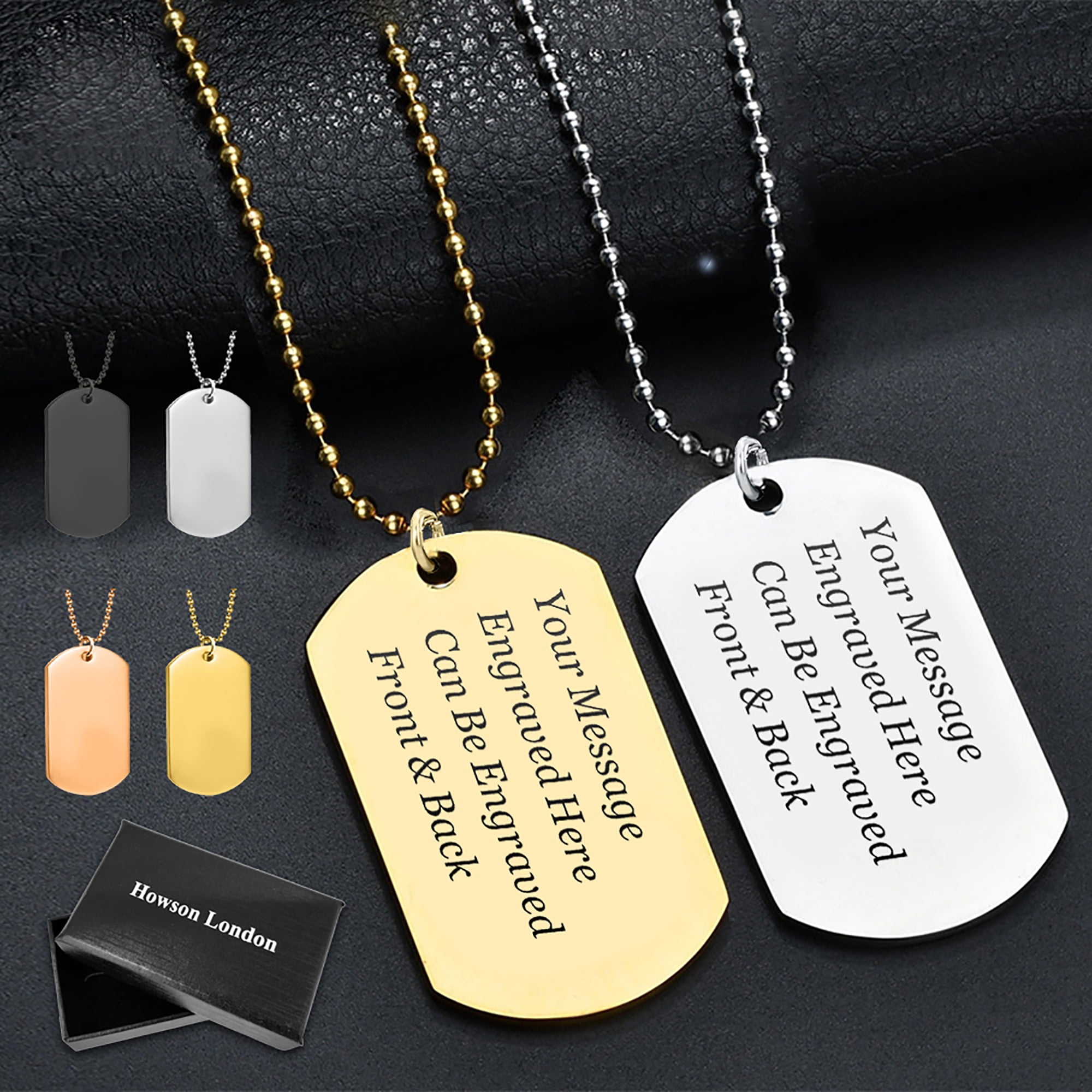 Stainless Steel Polished Rounded Edge 2mm Thick 58x28mm Dog Tag Necklace Stainless Steel Polished Rounded Edge 2mm Thick 58x28mm Dog Tag Necklace