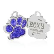 Personalized Dog Tags and Cat Tags, Laser Engraved Pet Name ID Collar Tag, Pet Accessories, Cute Glitter Paw Pet Tag