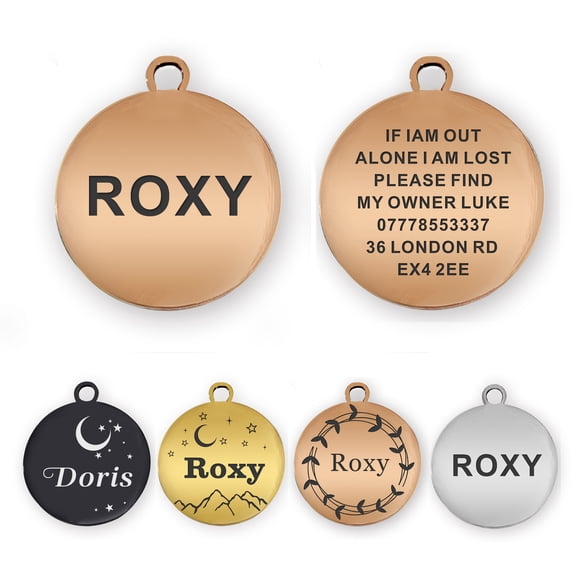 Personalized Dog Tags and Cat Tags, Stainless Steel Pet Disc, Custom Name ID Tags, Laser Engraved On Both Sides, Multiple Colors