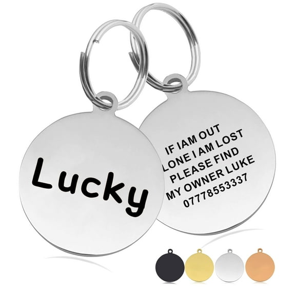 Personalized Dog Tags and Cat Tags, Stainless Steel Pet ID Tags, Custom Engraved Easy to Read, Multi-Color, Small and Large Sizes