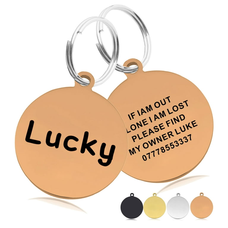 Personalized Dog Tags and Cat Tags Stainless Steel Pet ID Tags Custom Engraved Easy to Read Multi Color Small and Large Sizes