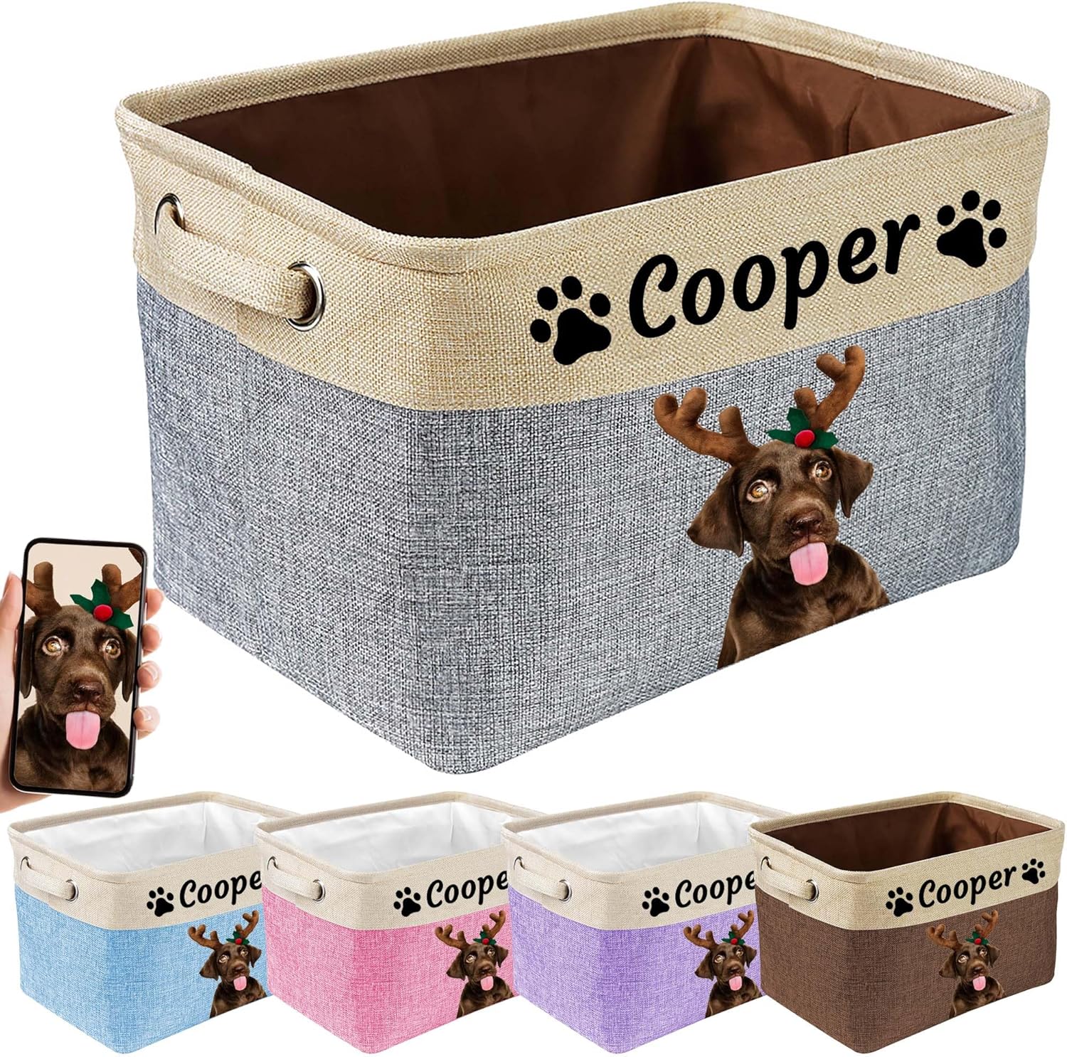 Personalized Dog Toy Basket Large, Custom Dog Toy Bin With Pet'S Name