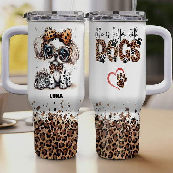 Personalized Dog Tumbler with Dalmatian Dog’s Name – Custom Travel Coffee Cup 40oz, Travel Coffee Cup, Gift for Mother's day, Father's day, Christmas kLMxTQ
