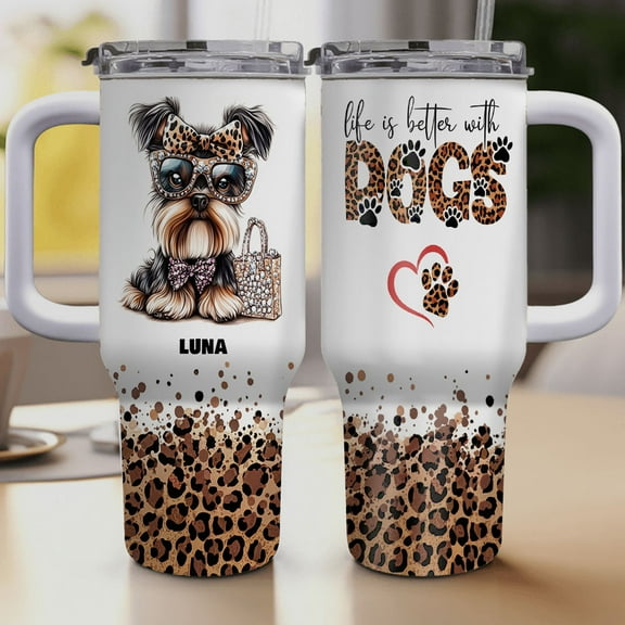 Personalized Dog Tumbler with Giant Schnauzer Dog’s Name – Custom Travel Coffee Cup 40oz, Travel Coffee Cup, Gift for Mother's day, Father's day, Christmas TUkWaP
