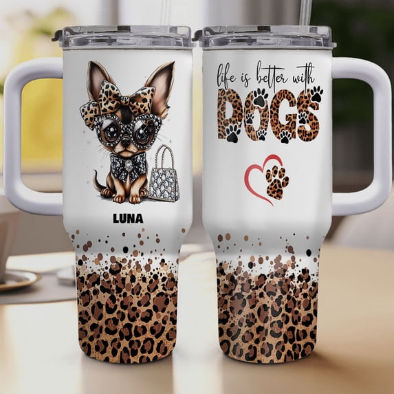Personalized Dog Tumbler with Manchester Terrier Dog’s Name – Custom Travel Coffee Cup 40oz, Travel Coffee Cup, Gift for Mother's day, Father's day, Christmas sZcTZx