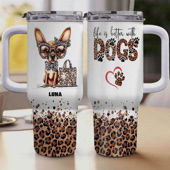 Personalized Dog Tumbler with Pharaoh Hound Dog’s Name – Custom Travel Coffee Cup 40oz, Travel Coffee Cup, Gift for Mother's day, Father's day, Christmas GaQi3H