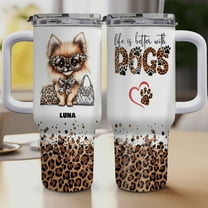 Personalized Dog Tumbler with Pomeranian Dog’s Name – Custom Travel Coffee Cup 40oz, Travel Coffee Cup, Gift for Mother's day, Father's day, Christmas kc56ch
