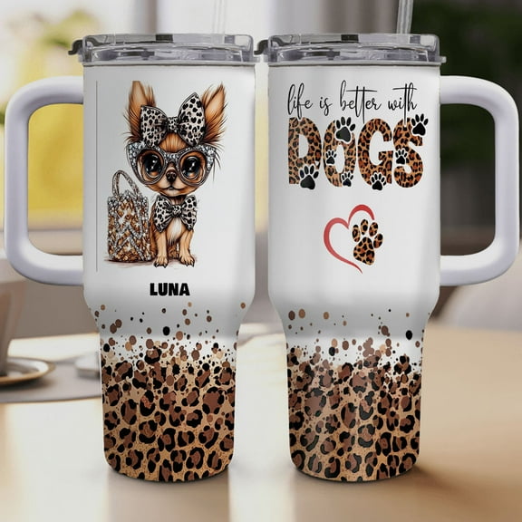 Personalized Dog Tumbler with Toy Terrier Dog’s Name – Custom Travel Coffee Cup 40oz, Travel Coffee Cup, Gift for Mother's day, Father's day, Christmas s099qP