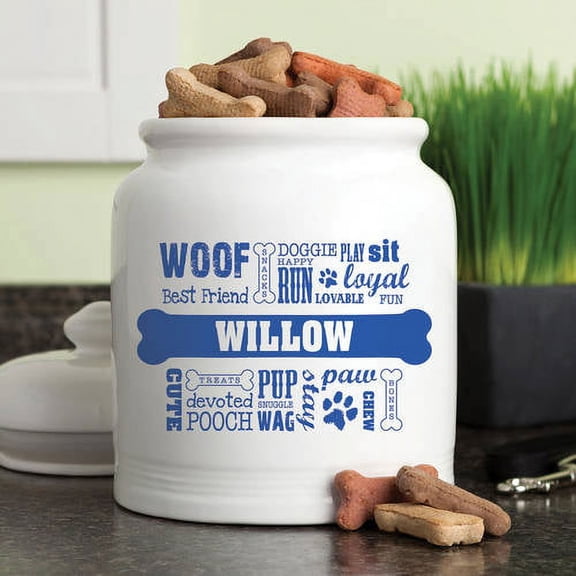 Personalized Dog Words Treat Jar Available In Multiple Colors