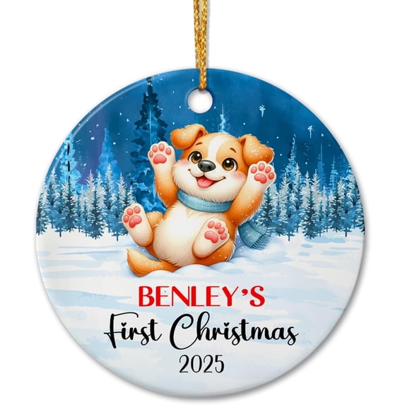 Personalized Dog's 1st Xmas Ceramic Ornament 2025, Baby Dog's First Christmas Ornament Gift, Customized Choose Name Dog Ornament Keepsake, Cute Dog 1st Xmas Ceramic Ornament Gift for Dog Dad Dog Mom