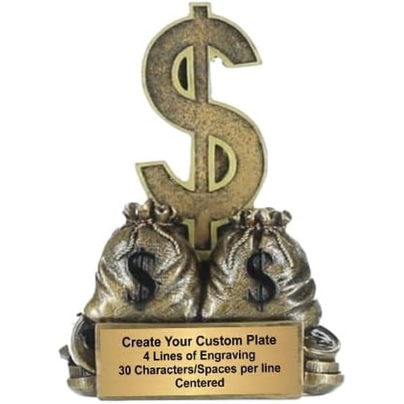 Personalized Dollar Sign Trophy - Engraved Bag of Money Award - Cash Prize Trophy for Sales Goals, Contests, Bonuses or Fundraising - Customize Now (6 Inch)$$Gift Supply & Awards