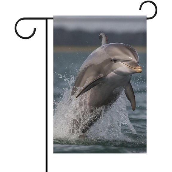 Personalized Dolphin Garden Flag 12 x 18 Inch Double Sided Small Outdoor Yard Banner for All Seasons