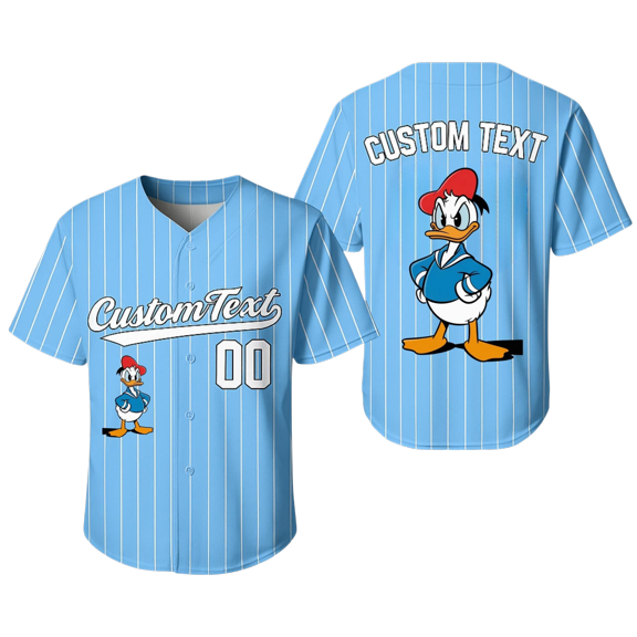 Personalized Donald Duck Team Baseball Jersey, Disney Donald Matching Jersey Shirt, Disney Jersey, Family Vacation Outfit, Disneybound