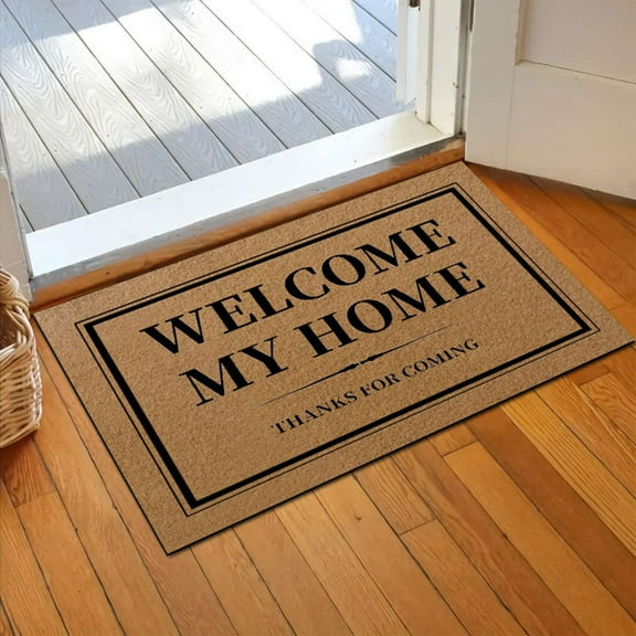 Personalized Door Rug,Welcome Mat for Front Door, Non-Slip Rubber Backing Monograms Rug for Patio Garden,Wedding Housewarming Gift,Brown 27.55x17.7x0.51inch