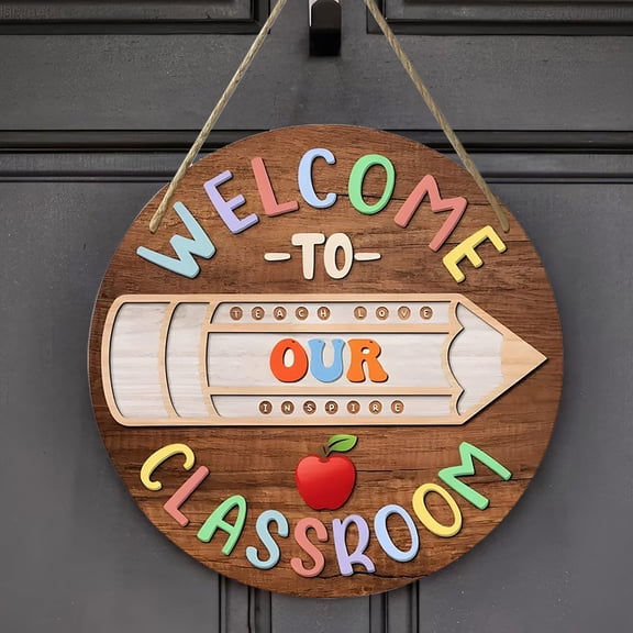 Personalized Door Sign, Custom Name Signs Welcome Door Signs Wooden Hanging Signs,Natural Birch Wood UV Resistant Easy Hang Sturdy Lightweight Sign for Back to School Birthday Gifts,Brown,7.87"