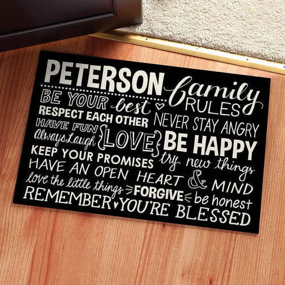 Personalized Doormat - Family Rules Available In Multiple Colors