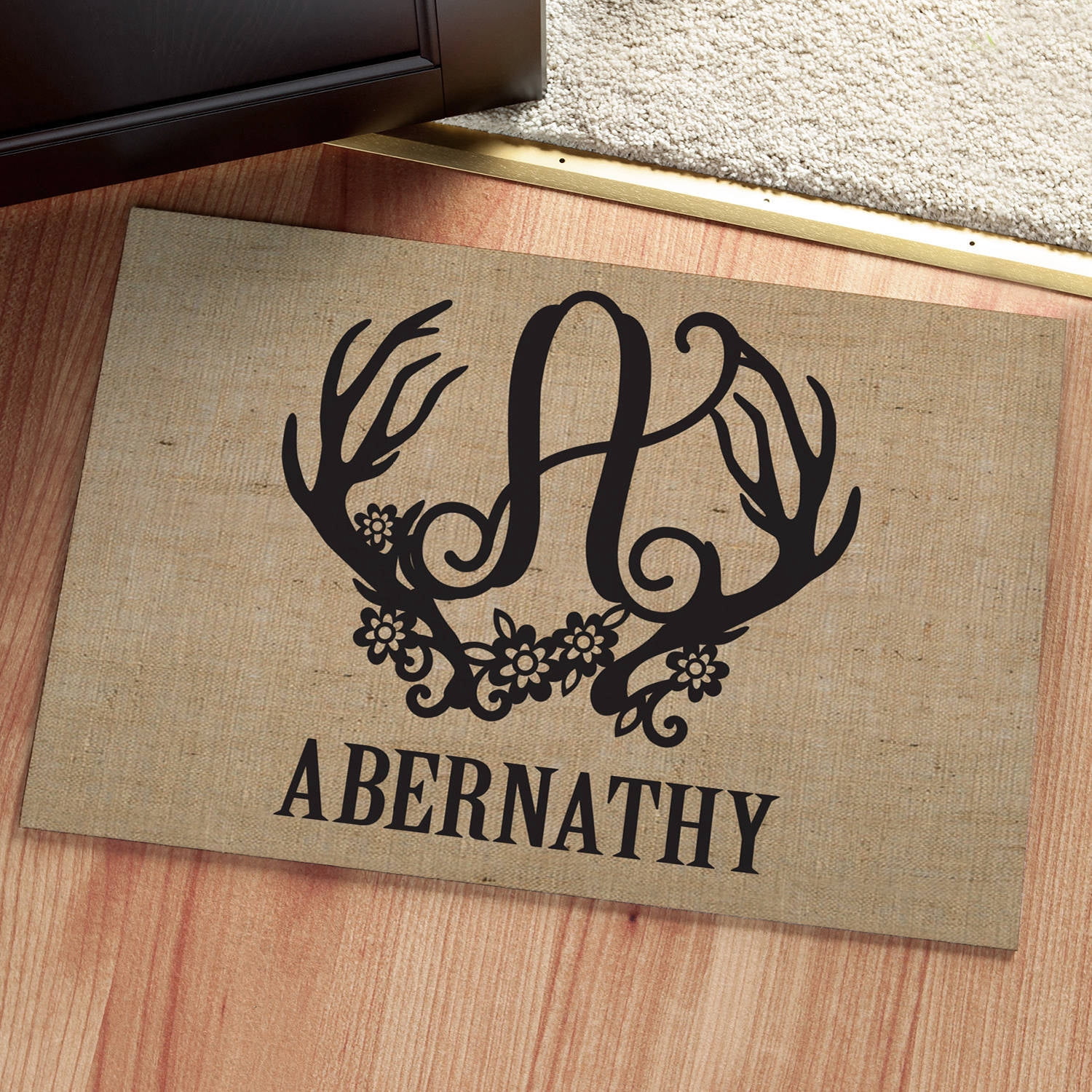 Personalized Doormat - Floral Antlers