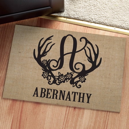 Personalized Doormat - Floral Antlers