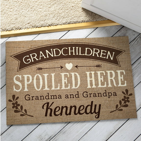Personalized Doormat - Grandchildren Spoiled Here Welcome Mat