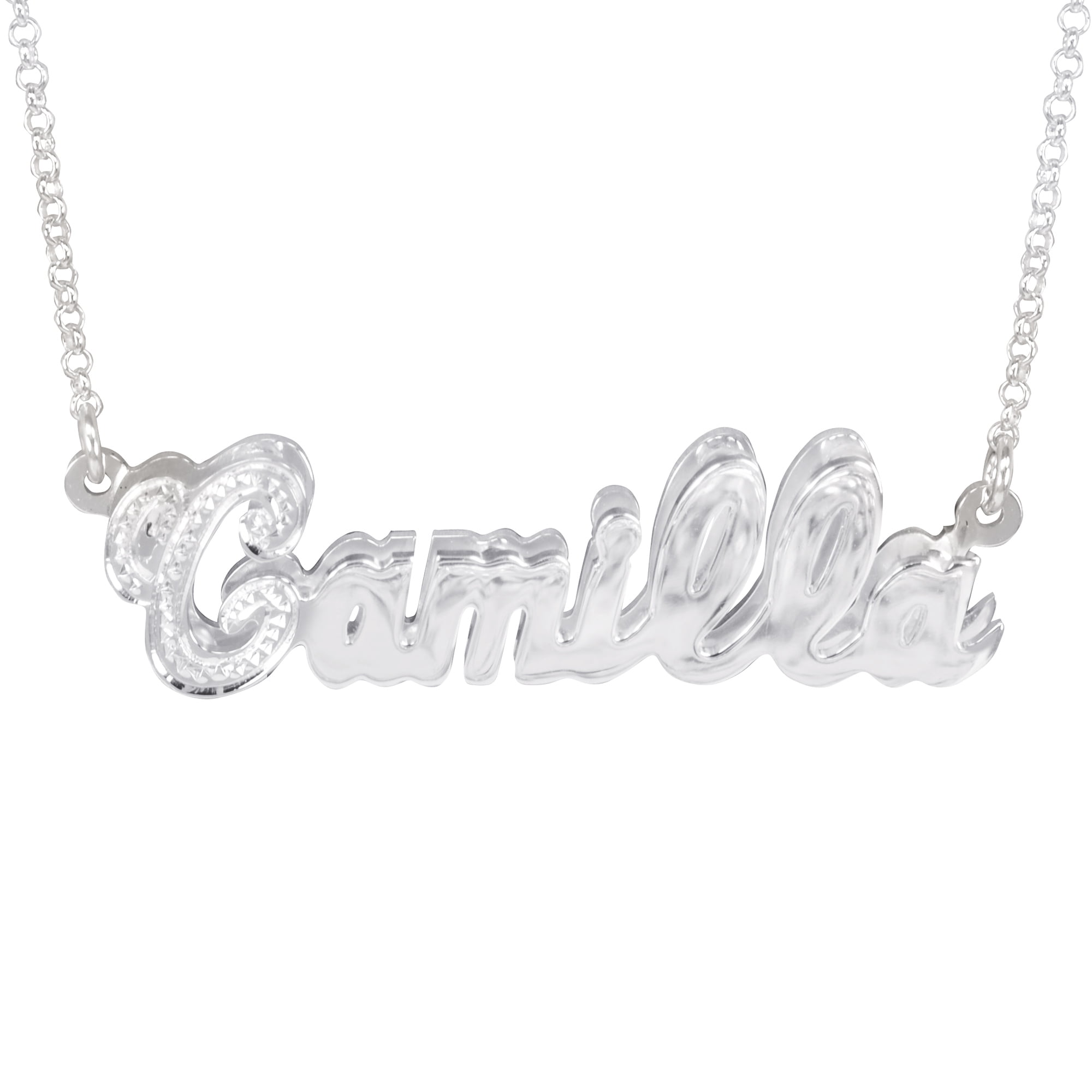 HEIGHTS JEWELERS Personalized Double 3D Bling Initial Name Necklace in Sterling Silver