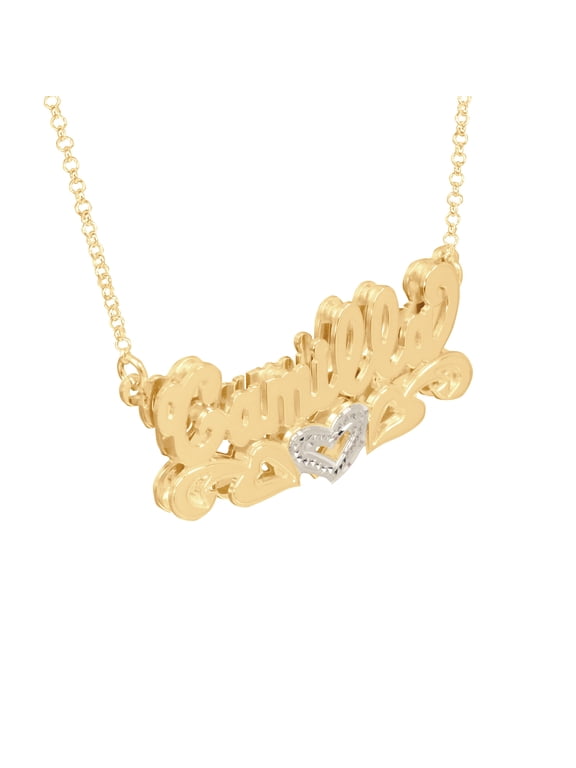 Personalized Double 3D Bling Name Necklace in 14K Gold-Plated Sterling Silver