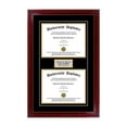 thumbnail image 1 of Personalized Double Diploma Frame with Double Matting for 10" x 8" Tall Diploma with Cherry 1.5" Frame, 1 of 5
