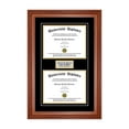 thumbnail image 1 of Personalized Double Diploma Frame with Double Matting for 10" x 8" Tall Diploma with Walnut 2" Frame, 1 of 6