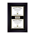 thumbnail image 1 of Personalized Double Diploma Frame with Double Matting for 17" x 11" Tall Diploma with Black 2" Frame, 1 of 6
