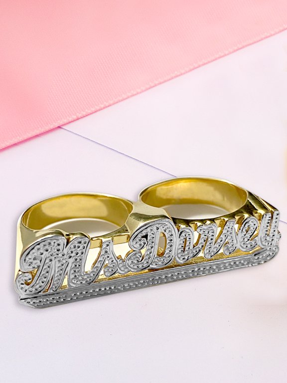 Personalized Double Finger Name Ring