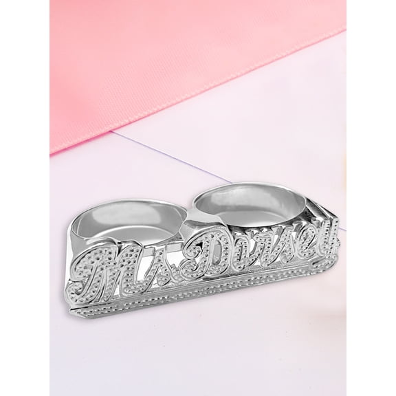 Personalized Double Finger Name Ring