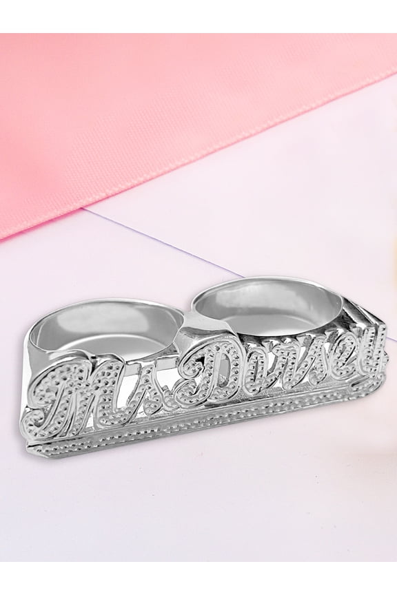 Personalized Double Finger Name Ring