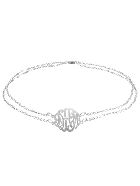 Personalized Double Strand Monogram Anklet in Sterling Silver