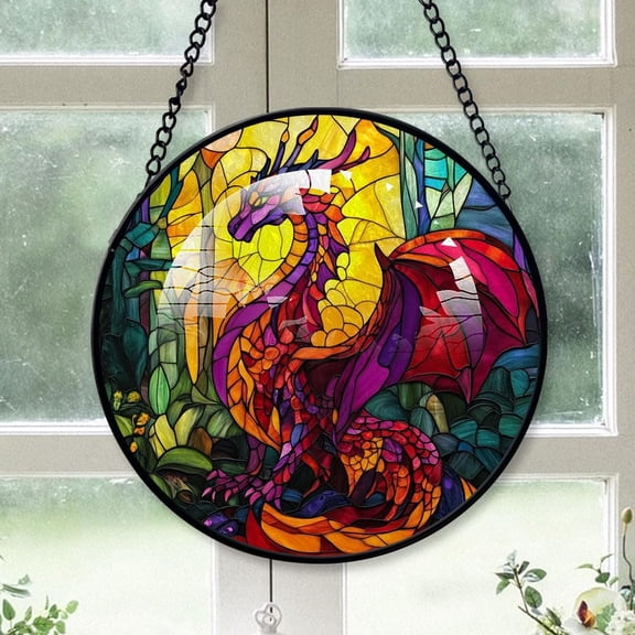 Personalized Dragon Suncatcher Stained Glass, Dragon Originally Designed 78'', Dragon Suncatchers for Indoor Window, Beautiful Gifts 9McXK9 (Dragon 10)