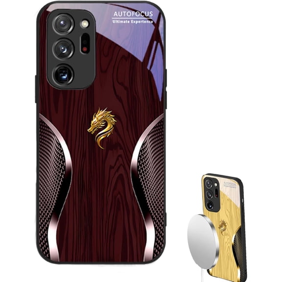 Personalized Dragon Wood Grain Glass Phone Case, Magnetic Suitable for Samsung Series S22 23 24 25 Plus Ultra