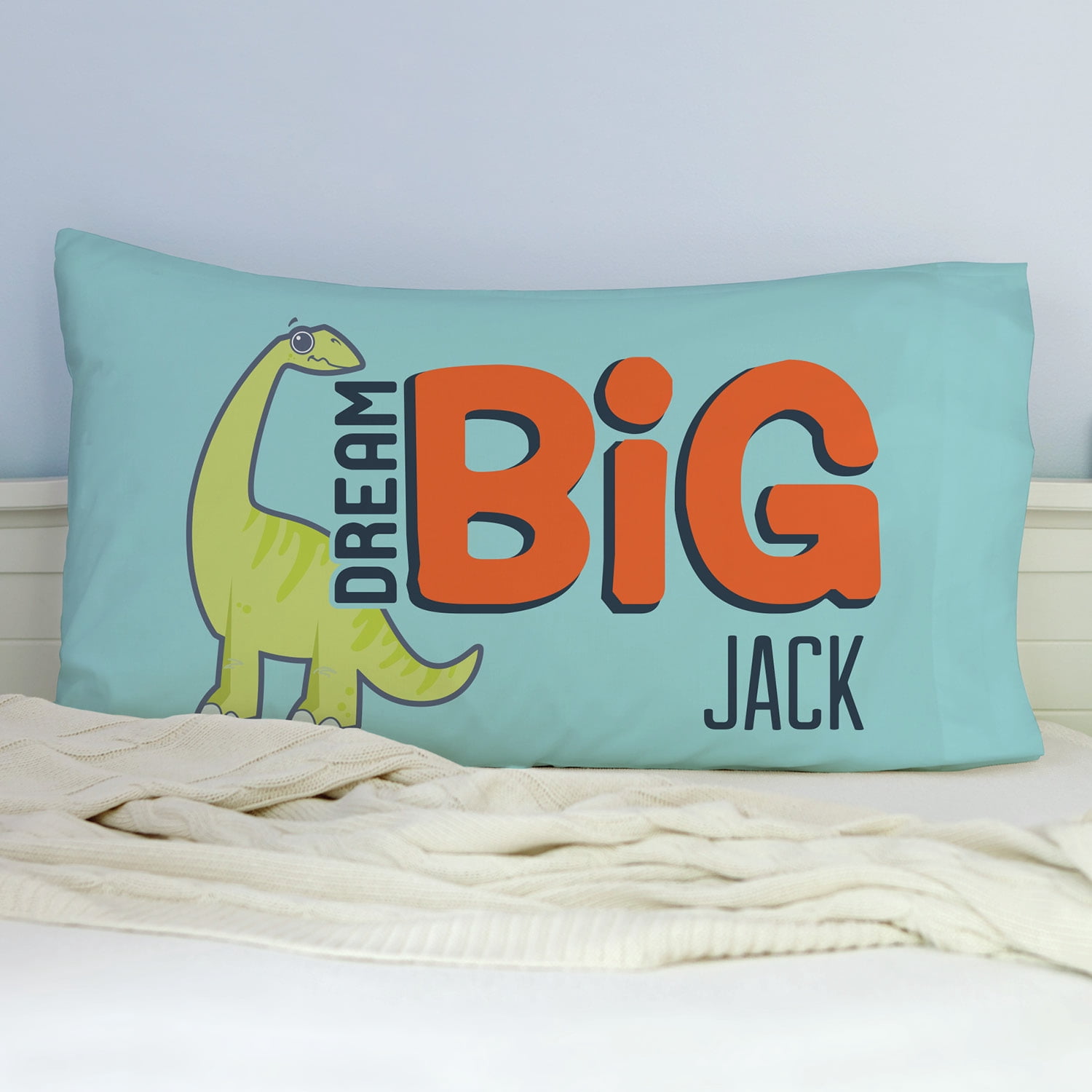 Personalized Dream Big Dino Pillowcase