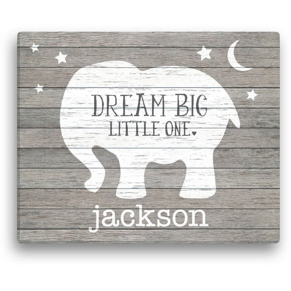 Personalized Dream Big Little One 16" x 20" Elephant Canvas