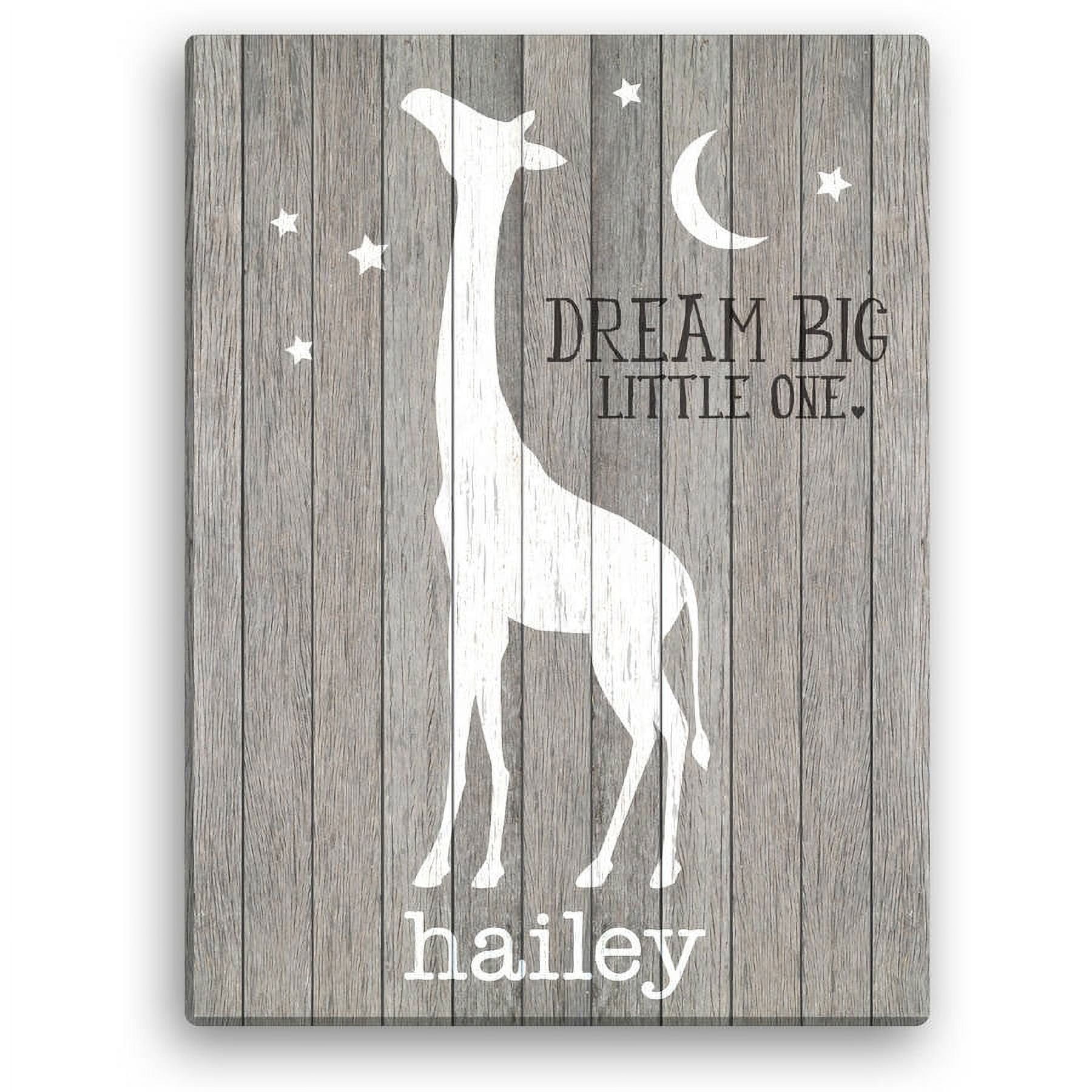 Personalized Dream Big Little One 18" x 24" Giraffe Canvas