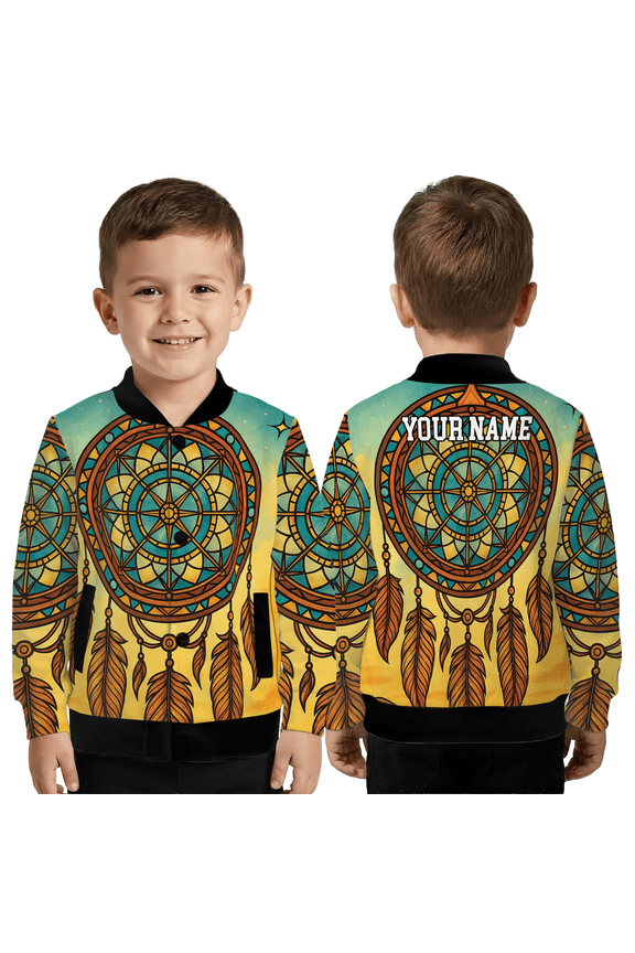 Personalized Dreamcatcher Graphic Jacket, Boho Style Art Baseball Jacket, Personalized Tribal Valentine Gift