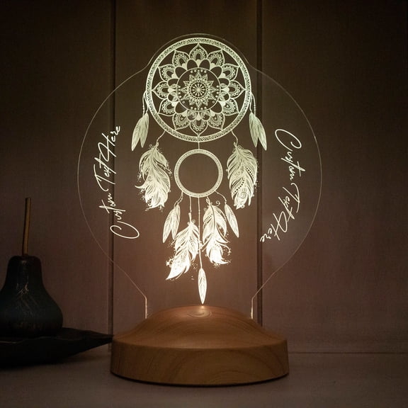 Personalized Dreamcatcher Night Light, LED Bedside Lamp, Chakra Decor